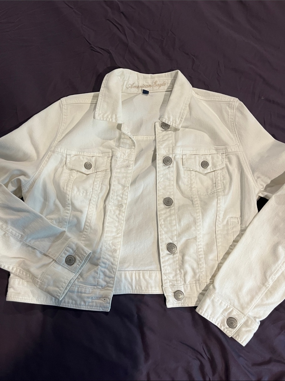 American Eagle Outfitters White Denim Jean Jacket